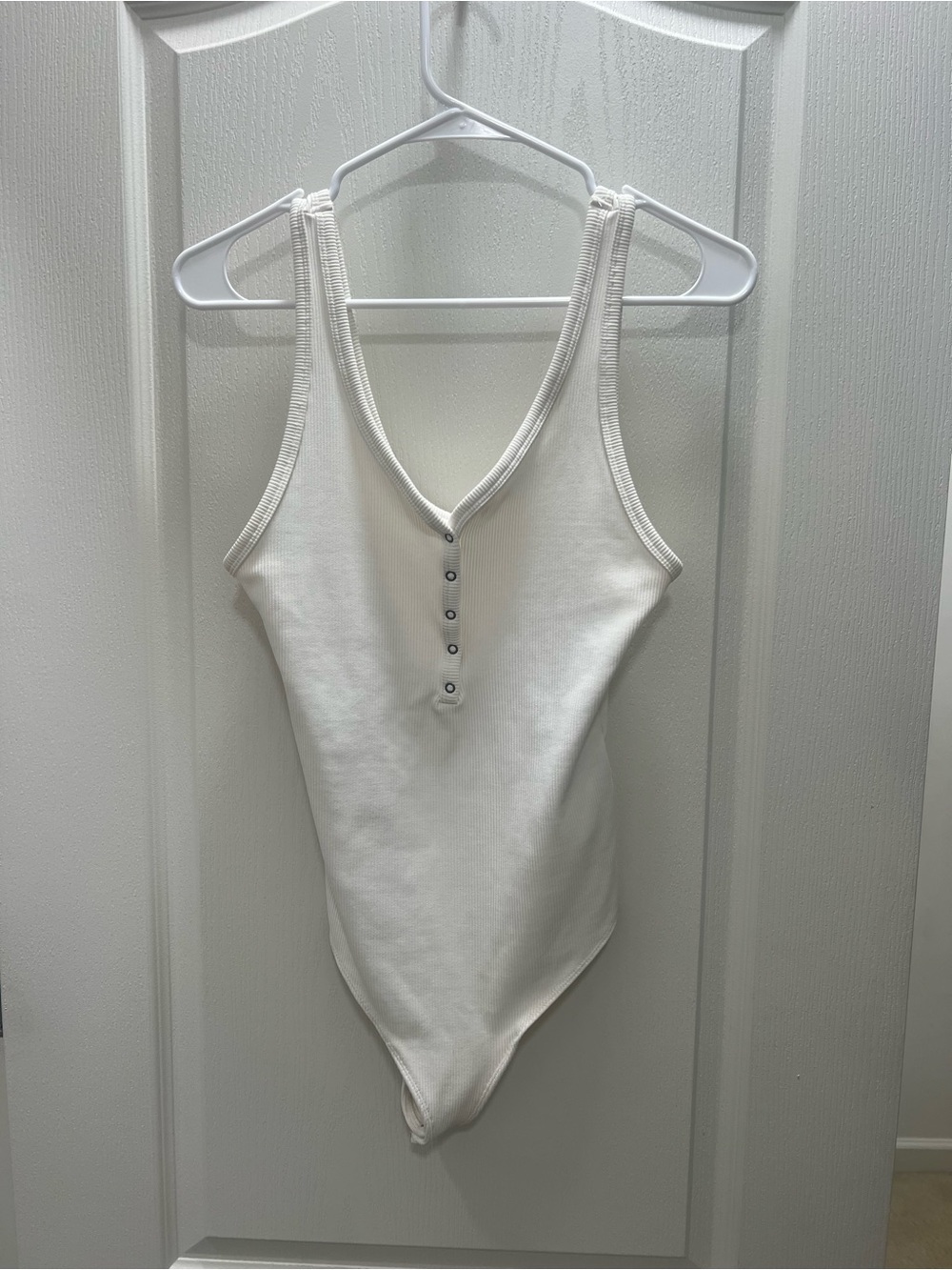 Abercrombie & Fitch Cream Ribbed Tank Bodysuit